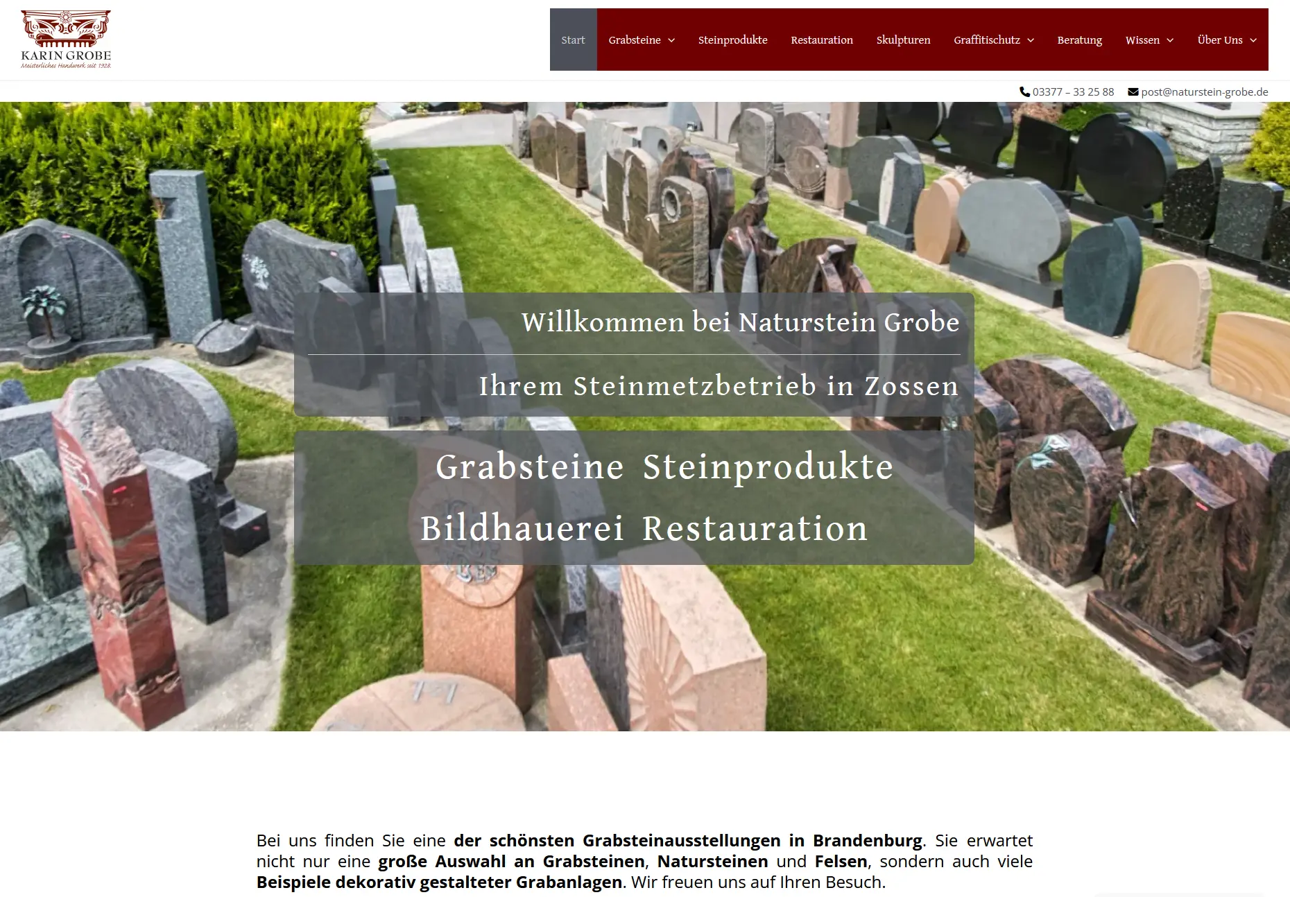 Website von Naturstein Grobe