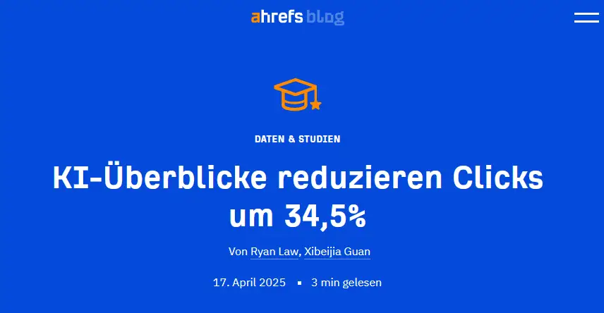 KI-Überblicke reduzieren Clicks um 34,5%