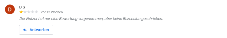 Nutzlose Bewertung ohne Rezension