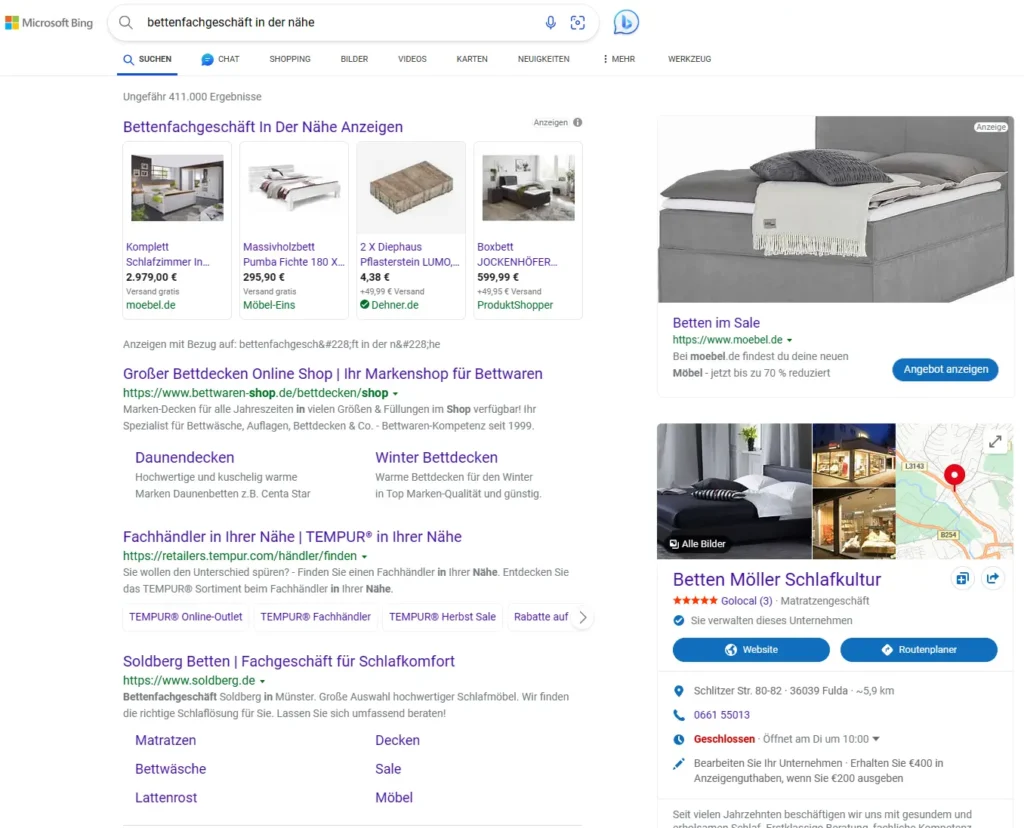 Suche in Bing: hohe Ähnlichkeit mit der Google-Suche