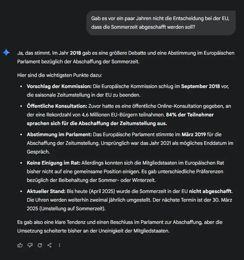 Ansicht Anfrage in Gemini