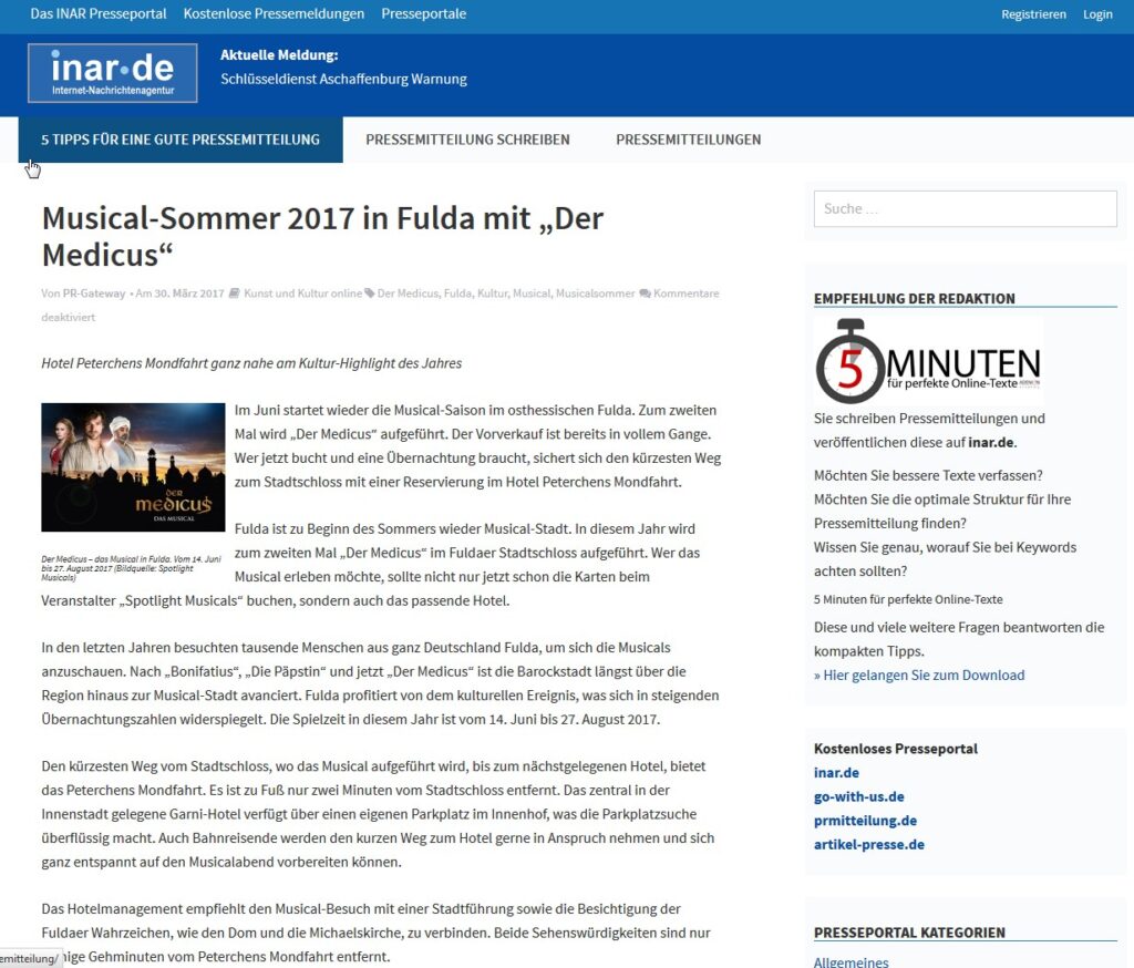 Beispiel 2 Pressemeldung